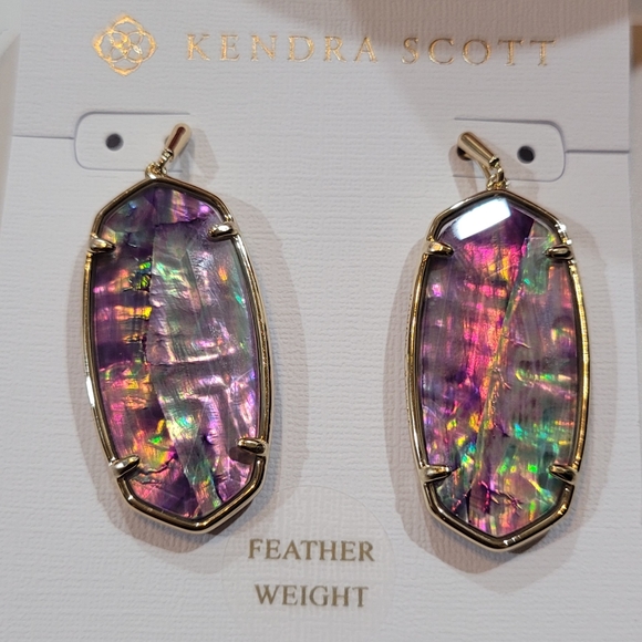 NWT KENDRA SCOTT FACETED ELLE EARRINGS GOLD PURPLE MULTICOLOR - Picture 2 of 8